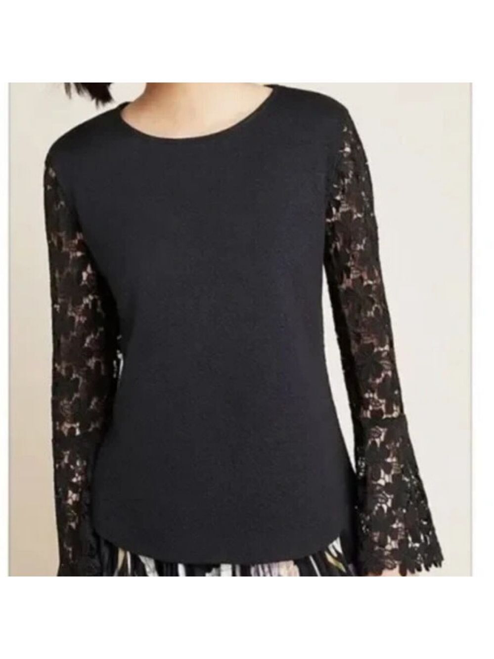 Anthropology Eric And Ali Delilah  Lace Sleeve Top XS NEW